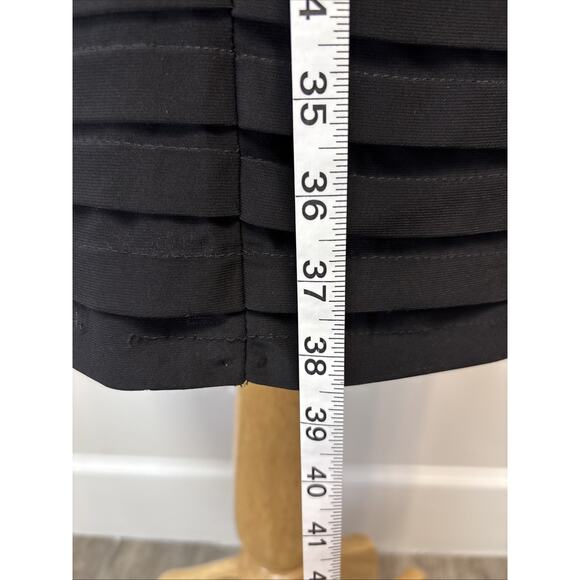 Adrienne Papell Lace Illusion Tiered Pleat Black Sheath Dress 6 - Picture 8 of 14